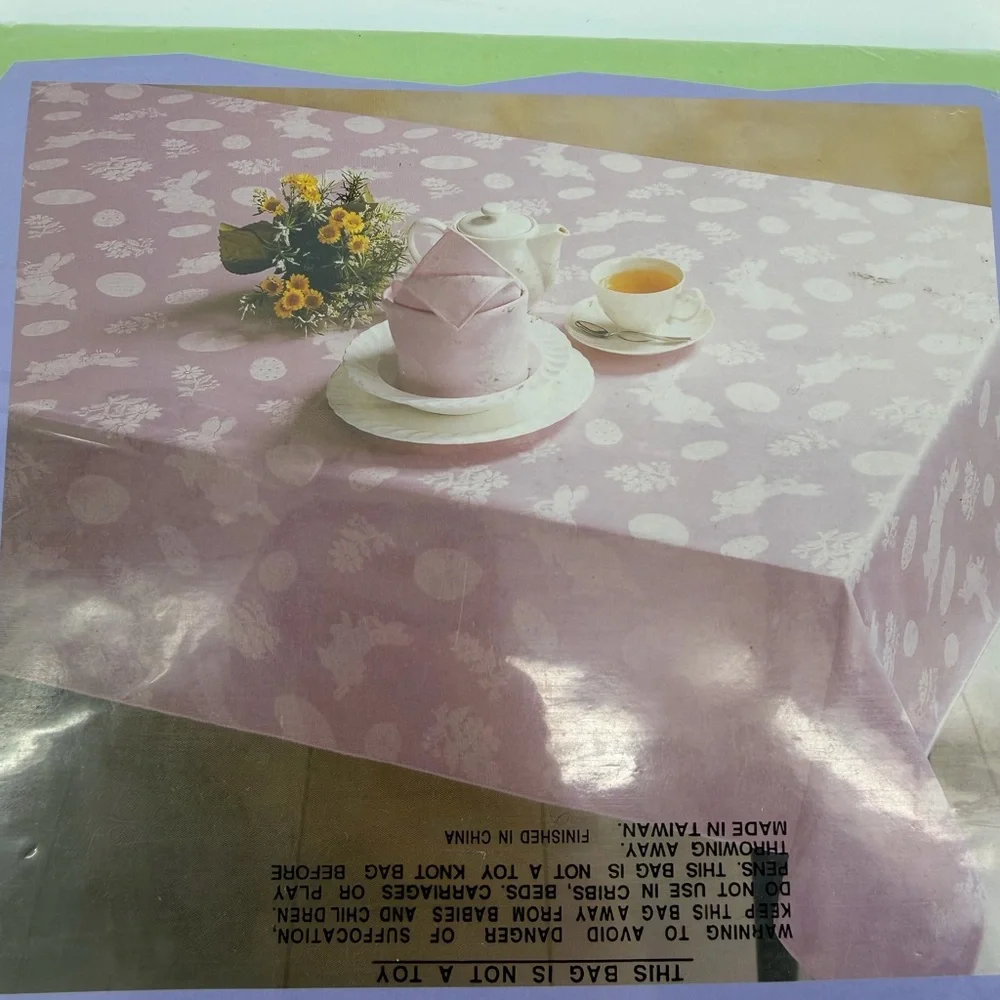 NEW Sonoma Easter Damask Printed Light Pink Tablecloth, Oblong 52